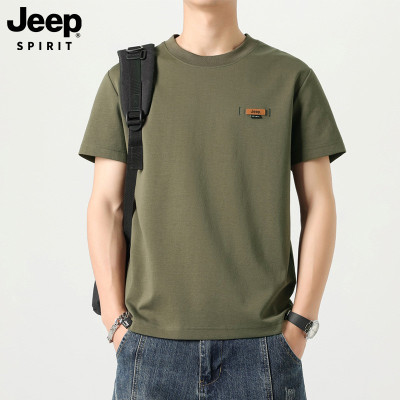 Jeep spirit 短袖T恤男士2025夏季宽松圆领上衣休闲半袖体恤男装