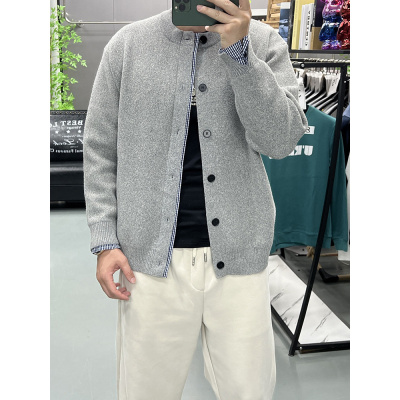 秋冬季复古百搭松弛感圆领开衫毛衣慵懒风假两件纽扣针织外套_861