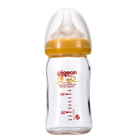 【2件85折】Pigeon 贝亲 母乳实感 耐热玻璃奶瓶 橘黄色 160ml 日本原装进口