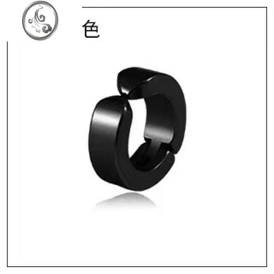 JiMi无耳洞钛钢单只耳夹耳扣耳环男嘻哈假耳夹耳饰品简约个性黑色耳圈