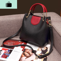 女包包2020新款洋气时尚手提水桶包潮大气网红百搭女士单肩斜挎包NEW LAKE 黑色女斜挎包