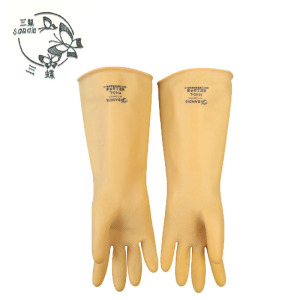 三蝶耐酸碱 加厚加长工业乳胶防滑耐磨防水化工劳保手套 40CM 40CM加厚一双