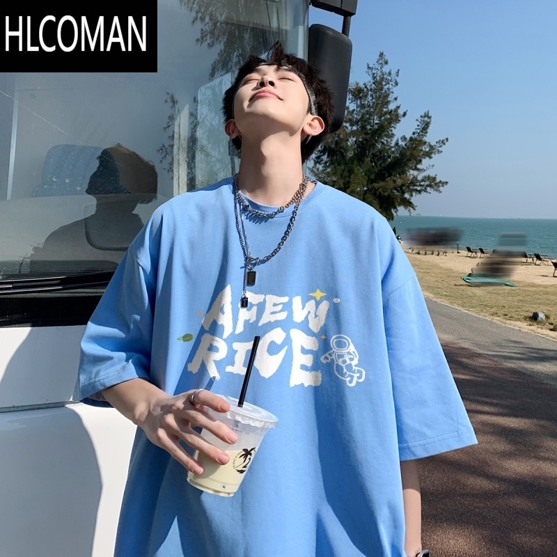 HLCOMAN男款t恤夏季设计感半袖300g短袖美式七分袖衣服