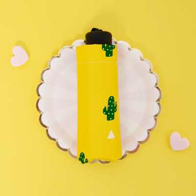 太阳伞防晒遮阳伞女晴雨纳丽雅两用雨伞折叠小巧便携五折胶囊伞黄色仙人掌mini五折伞