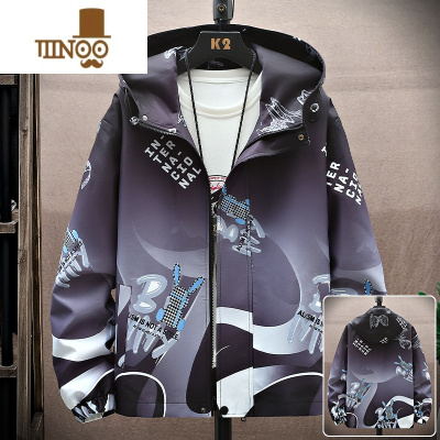 YANXU外套男款连帽夹克设计感港风宽松休闲学生褂子百搭潮牌上衣服