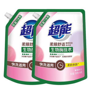 超能 柔顺舒适洗衣液 深层洁净持久留香高效去污渍护衣护色898g*2袋