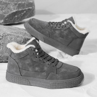 大码冬季时尚百搭男士加厚雪地靴保暖抗寒复古休闲鞋中帮板鞋