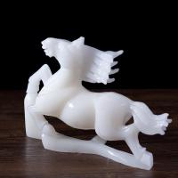 家柏饰(CORATED)玉石白玉马摆件手工刻马到成功奔马事业家居玉器摆设
