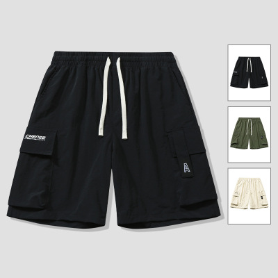 夏季新款工装短裤男潮牌冰丝外穿休闲裤宽松百搭直筒男士五分裤子