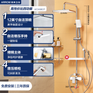 箭牌卫浴(ARROW)增压淋浴套装 全铜淋雨龙头花洒喷头多功能增压AE3498CP AE3498CP