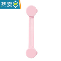 显彩儿童抽屉锁柜子柜门锁扣宝宝多功能防夹手防护安全锁防解开冰箱锁 长软粉色[1个装无痕胶]多送一个房门安全扣