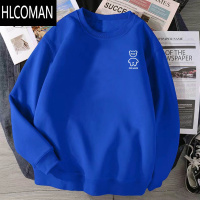 HLCOMAN加绒卫衣男士新款潮牌圆领打底衫上衣美式宽松长袖t恤外套