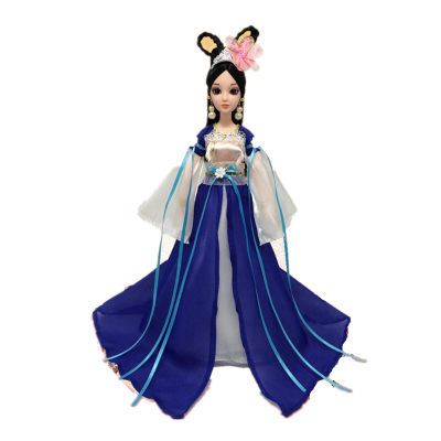 思美人巴比洋娃娃古装公主12关节仿真眼换装衣服玩具套装女孩蓝色思美人仿真眼12关节
