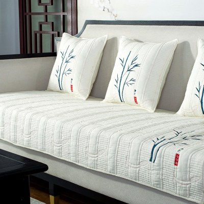 原色馨居新中式全棉沙发垫坐垫四季通用防滑沙发套罩中国风刺绣沙发垫子