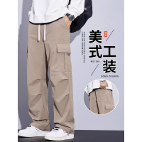 美式潮牌工装裤子男宽松直筒春秋伞兵裤秋季新款运动休闲长裤