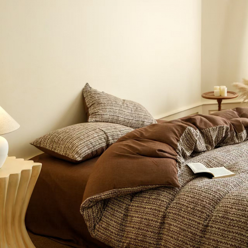 美式复古风南法假日全棉色织提花四件套纯棉床单被套床上用品