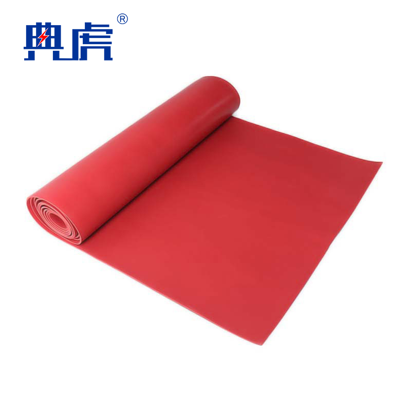 典虎 绝缘橡胶垫 红色平面5mm*1.2m*5m 10kv 卷