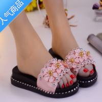 SUNTEK2020新款高跟厚底一字拖可爱夏季凉拖鞋女家居防滑外出坡跟潮拖鞋