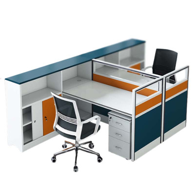 铭威盾职员办公桌椅组合隔断屏风办公室卡座员工桌多人位电脑桌简约现代2人位T型含柜椅