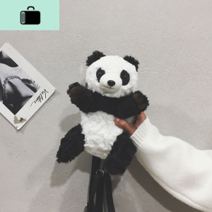 小包包女2019新款潮韩版ins同款百搭熊猫单肩可爱卡通毛绒斜挎包NEW LAKE 图片色女斜挎包 图片色