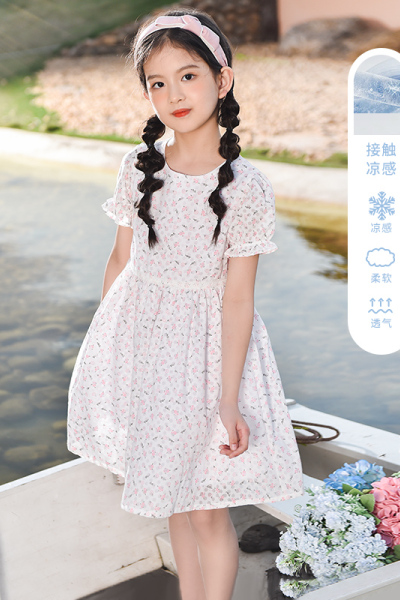 [1件3折]铅笔俱乐部童装2025夏装新款女童连衣裙中大童裙子儿童收腰碎花裙