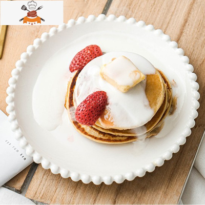 公主范北欧陶瓷餐具个性创意珍珠边早餐碗盘甜品沙拉碗盘单人套装 敬平 6.5寸圆盘2只