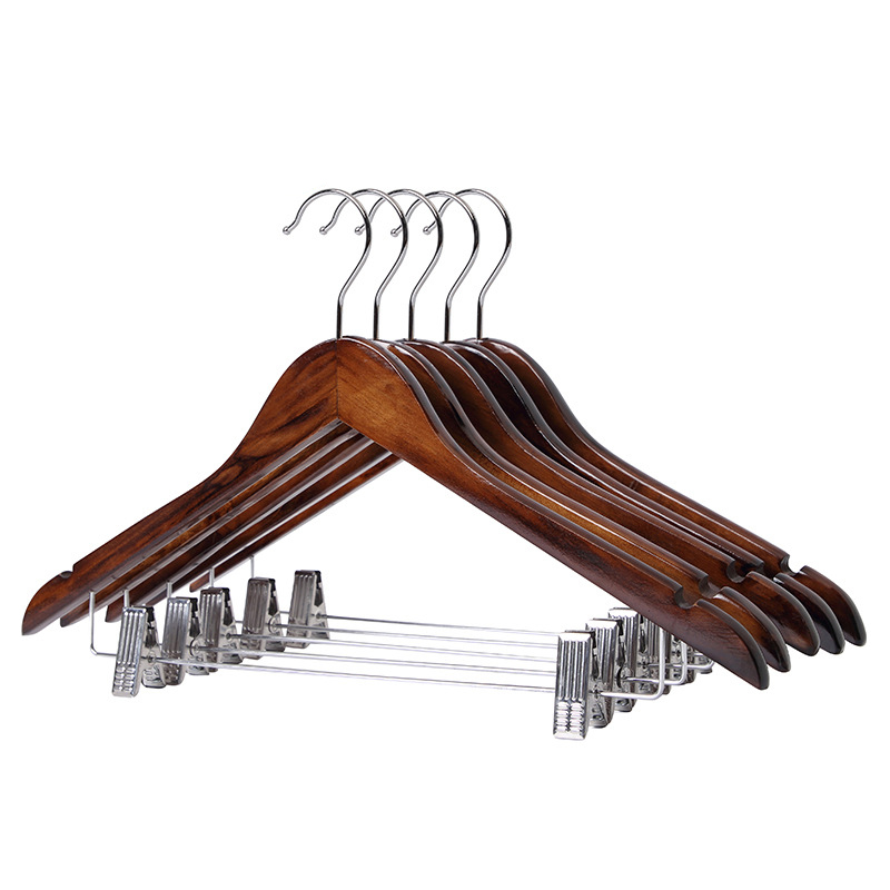优诗提念YSTN-YJ010 实木圆钩带夹子款衣架10个/组(计价单位:组) 复古色