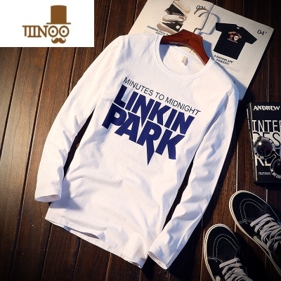 YANXU2023新款长袖男士T恤印花内搭打底衫潮流男装秋季卫衣上衣服