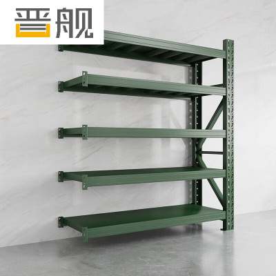 晋舰货架仓储库房储物架军绿色五层副架500kg/层重型200*60*250cm