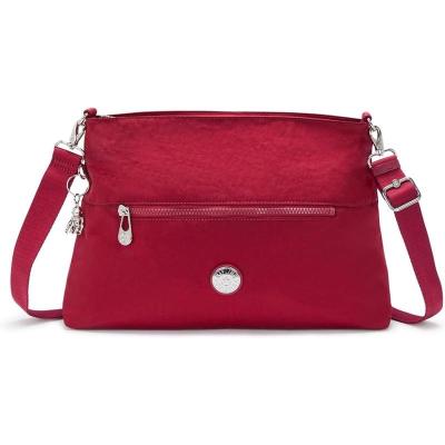 Kipling凯浦林单肩包女便携实用优雅时尚红色褶皱质感