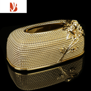 三维工匠欧式纸巾盒 长方形餐巾纸盒酒店KTV包厢客厅卧室餐桌创意纸盒 金色