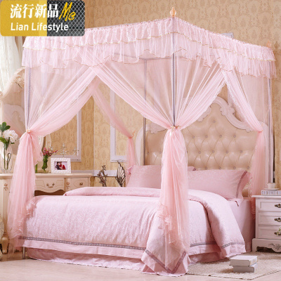 蚊帐不锈钢落地支架三开1.5m1.8米双人1.2M家用纹账2米床 三维工匠