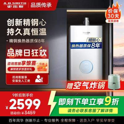 AO史密斯佳尼特16升燃气热水器佳尼特 小体积 不锈钢换热器8年包换 恒温大水量 抗风防冻 JSQ31-TCA1