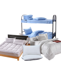 伊伊爱 酒店公寓蓝色缎条六件套