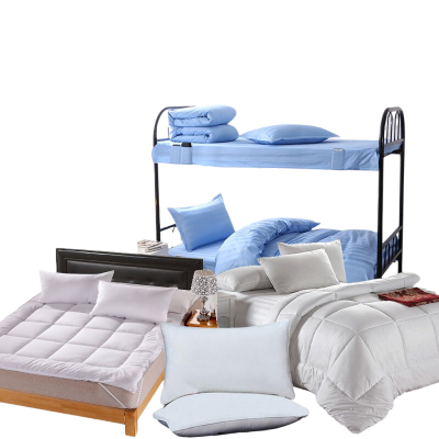 伊伊爱 酒店公寓蓝色缎条六件套