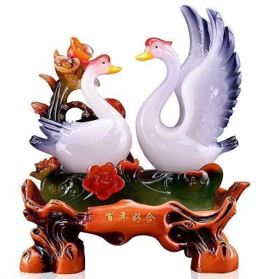 美帮汇天鹅摆件结婚实用 百年好合送闺蜜同学新婚婚房礼品
