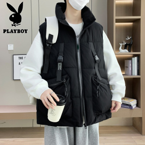 花花公子新款高品质M-328工装马甲男立领大口袋潮流青少年加厚保暖单穿冬季坎肩单穿