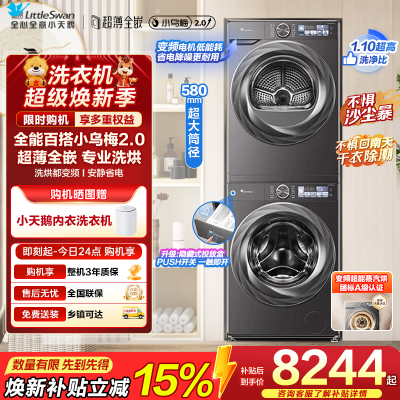小天鹅(LittleSwan)洗烘套装10kg双变频超微净泡智投水魔方 小乌梅2.0升级S83PRO套装