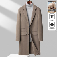 羊毛双面呢大衣男青年秋冬款100羊毛大衣风衣 男士中长款羊绒外套