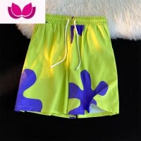 七斓派大星沙滩短裤男士夏季宽松潮牌休闲睡裤冰丝速干运动五分花裤衩