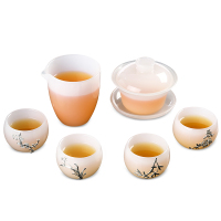 常生源 整套功夫茶具 陶瓷套装 白玉瓷 盖碗公杯茶杯 礼盒包装 玉瓷君子套组