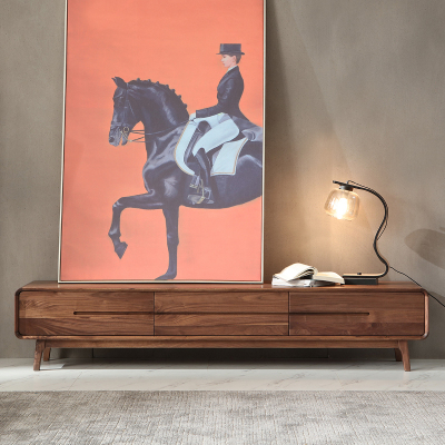 全简北欧电视柜简约客厅家具黑胡桃木电视柜 2000*420*400