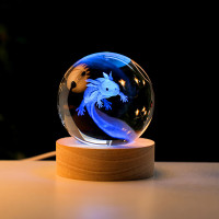 创意蝾螈水晶球小夜灯桌面摆件生日礼物送男孩男朋友女生闺蜜实用