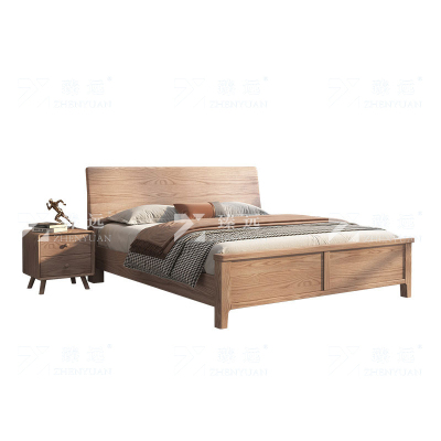 臻远 ZY4022720简约白蜡木实木床原木风单人床1.8米含两个床头柜