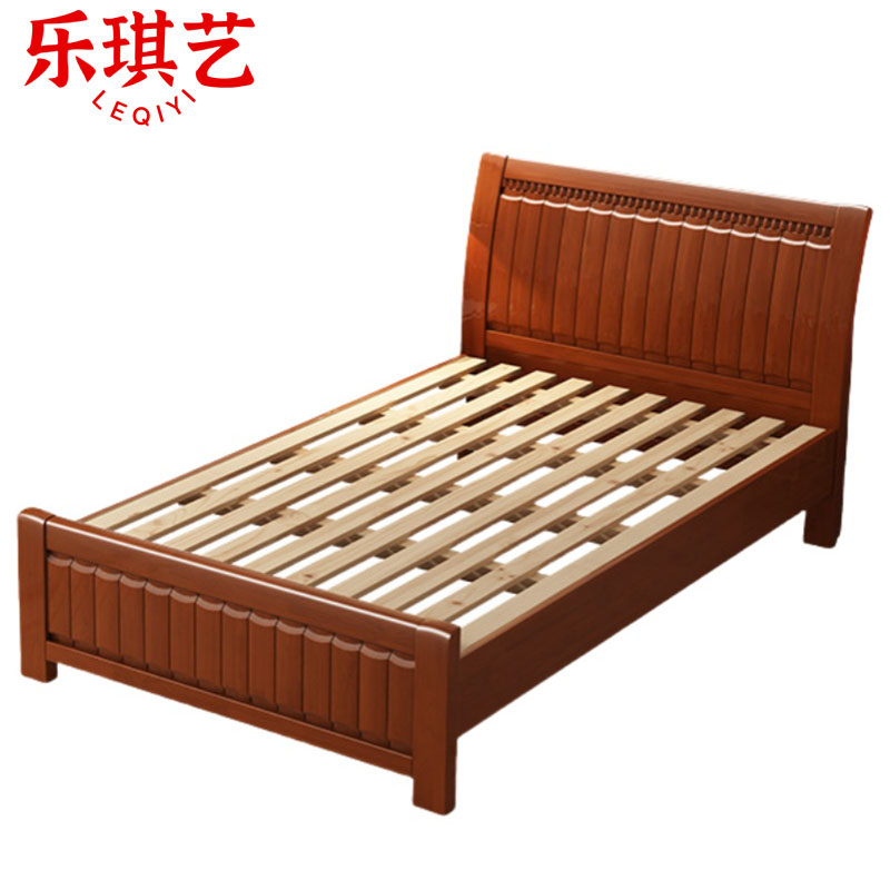 乐琪艺 实木单人床 海棠色 2000*900*960mm 张