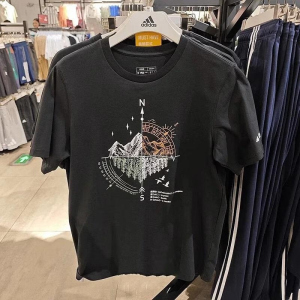 阿迪达斯 短袖男装 新款跑步运动服圆领休闲T恤 IU1263 D