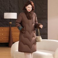 羽绒服女秋冬新款中老年加厚中长款过膝妈妈装保暖外套围脖领