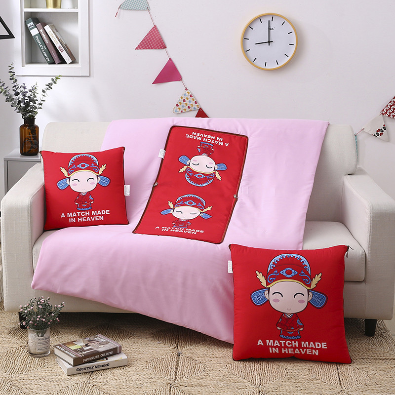 数码印花抱枕被子两用被子办公室午休芦荟棉二合一汽车靠垫