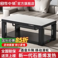 雪中情电暖桌取暖桌电暖炉烤火桌茶几一体升降电暖茶几家用客厅长方形烤火炉电炉取暖器电暖器电茶几岩板带语音控制
