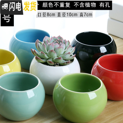 三维工匠多肉花盆大口径陶瓷粗陶透气多肉植物简约套装组合圆球花盆 圆球中号4个 中等花盆容器